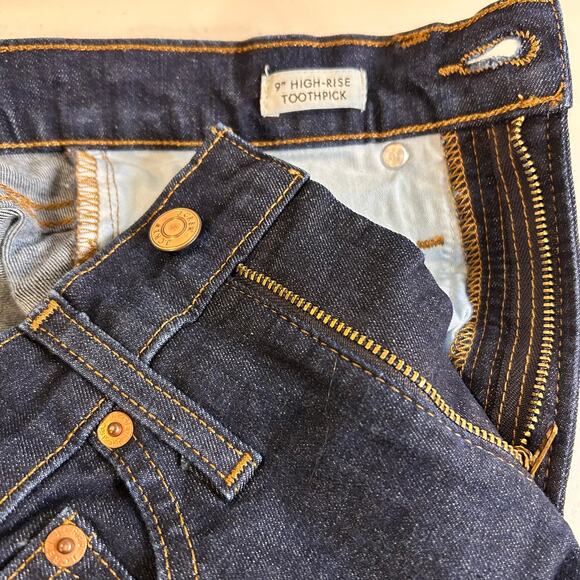 J. Crew 9" High Rise Toothpick Jeans Blue Dark Wash Denim Womens 26 - Picture 12 of 16